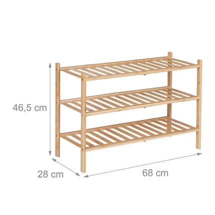 Shoe rack in bamboo 3 levels stackable