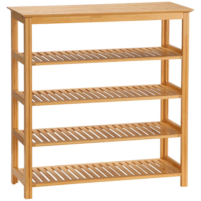 Bamboo shoe rack - 5 layers, holds 20 pairs, natural finish