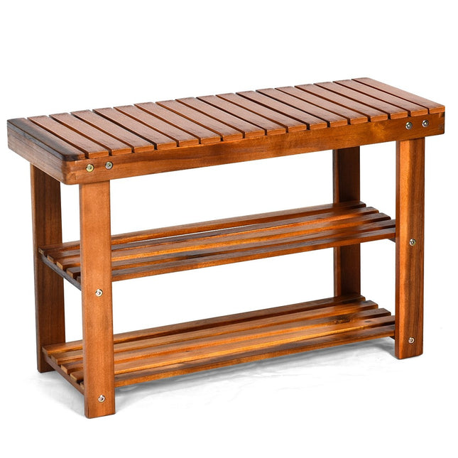 Schoenenrek met bankje & 2 planken Schoenenkast van hout Schoenenrek 70 x 28 x 45 cm