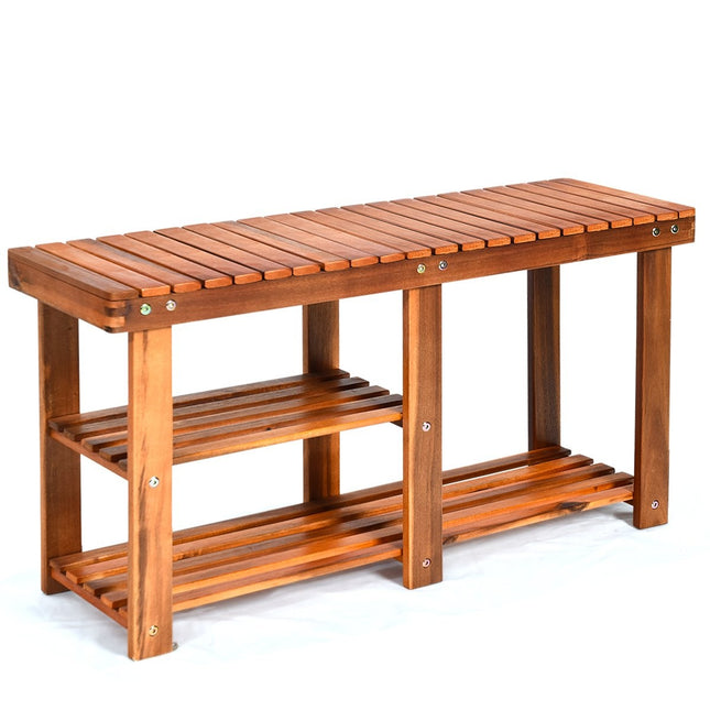 Schoenenrek met bankje & 2 planken Schoenenkast van hout Schoenenrek 87 x 28 x 45 cm