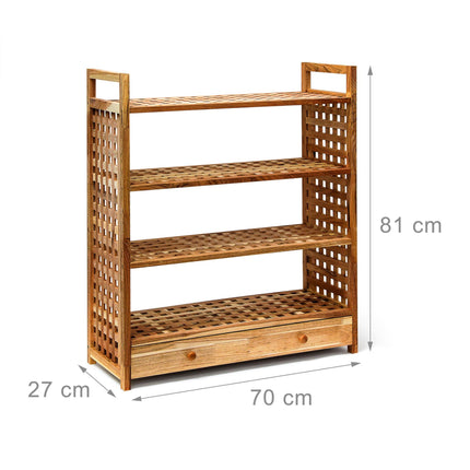 Shoe shelf in walnut wood with drawer