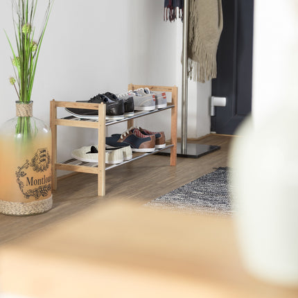 Shoe shelf walnut stackable