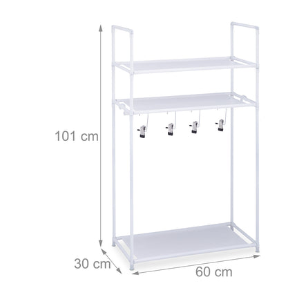 Shoe shelf with 3 shelves & boot hanger