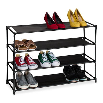 Shoe shelf with fabric levels