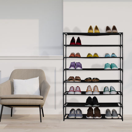 Shoe shelf with fabric levels