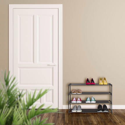 Shoe shelf with fabric levels