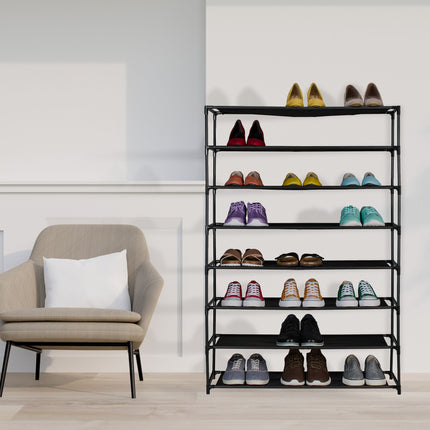 Shoe shelf with fabric levels