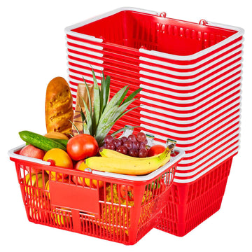 Shopping Baskets Set, 20 Pack, 21L Stackable PE, Red