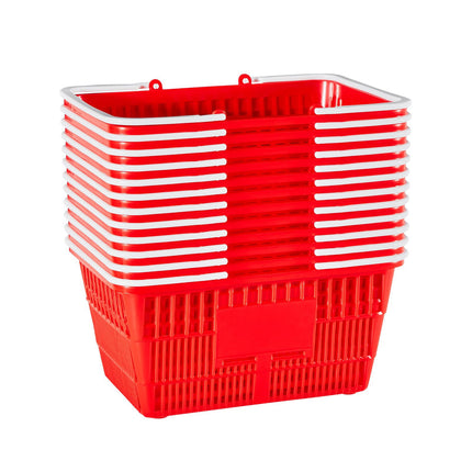 Shopping Baskets With Handles, 12-Pack 21L Stackable, Red
