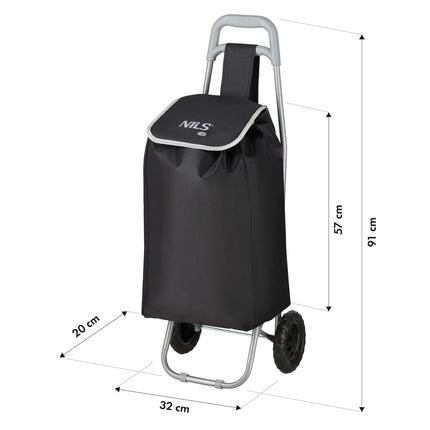 Shopping Cart, 40L Capacity, Black