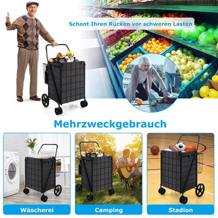 Shopping Cart with Oxford Lining, 120L Capacity, Foldable