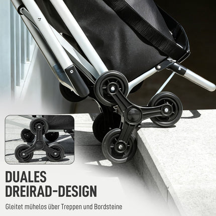 Shopping Trolley, 40L, 3-Wheel, Aluminum Frame, Seat