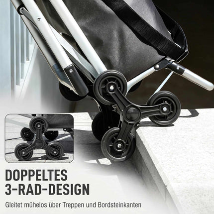 Shopping Trolley, 40L Oxford Bag, 3-Wheel Design, Dark Grey