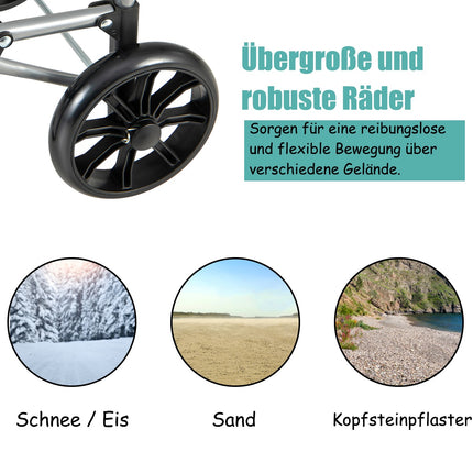Shopping Trolley Cart, Foldable 32.8L, 35kg, 2 Wheels