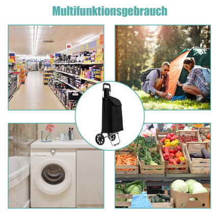 Shopping Trolley Cart, Foldable 32.8L, 35kg, 2 Wheels
