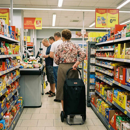 Shopping Trolley with Seat, 40L, Black, Steel Frame