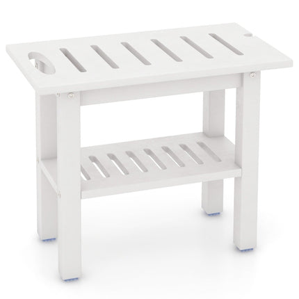 Shower Bench, Waterproof HDPE with Handle & Shelf, 150kg Capacity