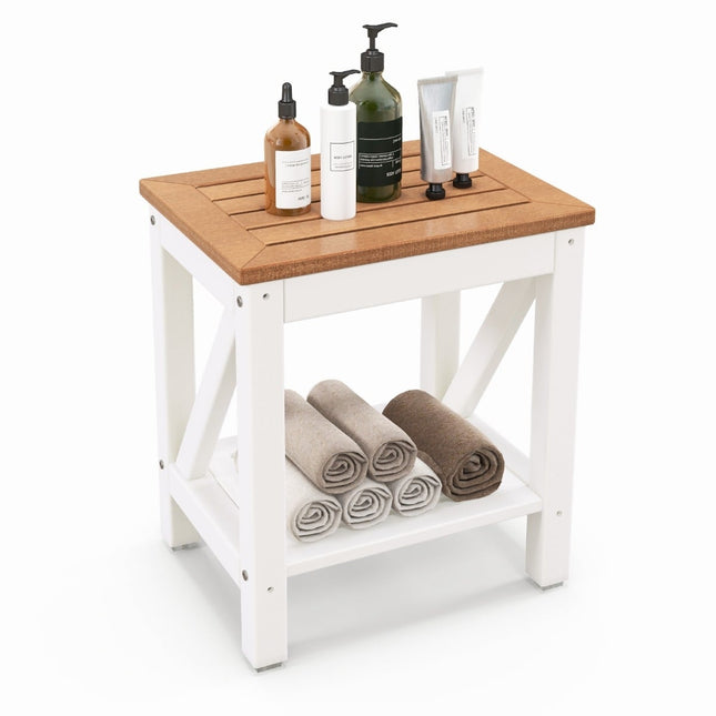 Shower Bench with Shelf, Waterproof, 150 kg Capacity