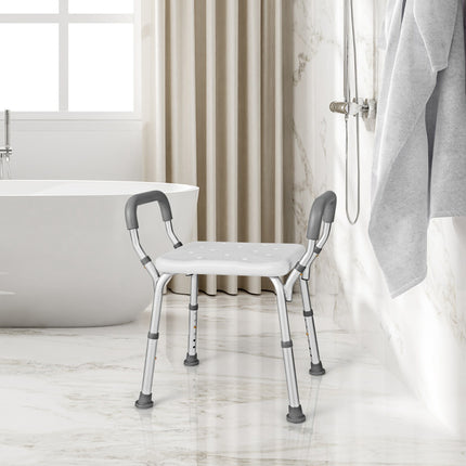 Shower Chair With Detachable Padded Arms, Height Adjustable