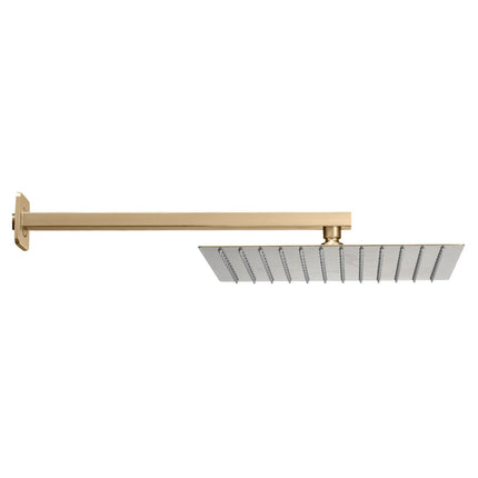 Shower Faucet Set, 10-Inch Square Rain Head, Handheld, Brushed Gold