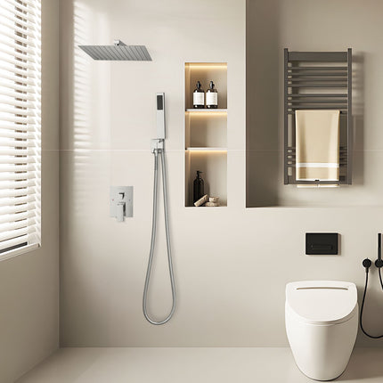 Shower Faucet Set – 12-Inch Square Rain Head, Handheld