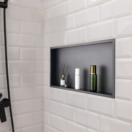 Shower Niche 13x25 In, 304 Stainless Steel, Black