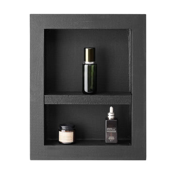 Shower Niche 16x20 In, Recessed, Divider Shelf, Black