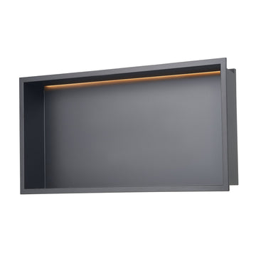 Shower Niche, Recessed Wall, LED, 304 Stainless, Black