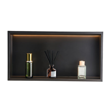 Shower Niche, Recessed Wall, LED, 304 Stainless, Black
