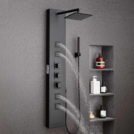 Shower Panel Tower, Rainfall Head, Thermostatic, 4 Jets