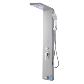 Shower Panel Tower System, 53 In Stainless Steel, LED