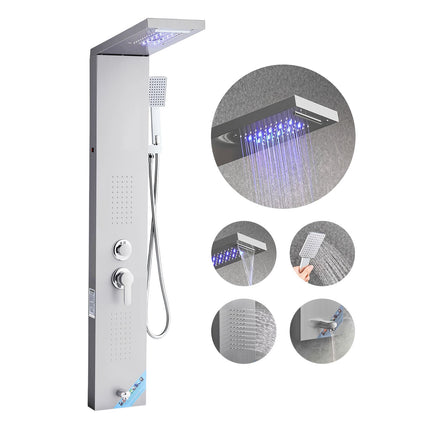 Shower Panel Tower System, 53 In Stainless Steel, LED