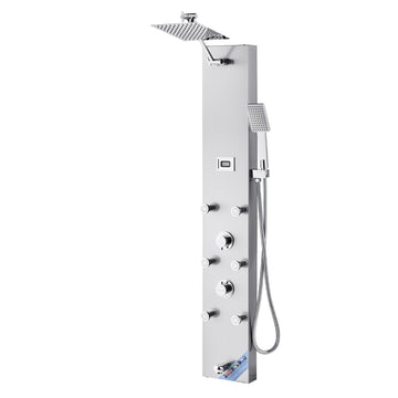Shower Panel Tower System – Rainfall, LED, 6 Jets, 49 In