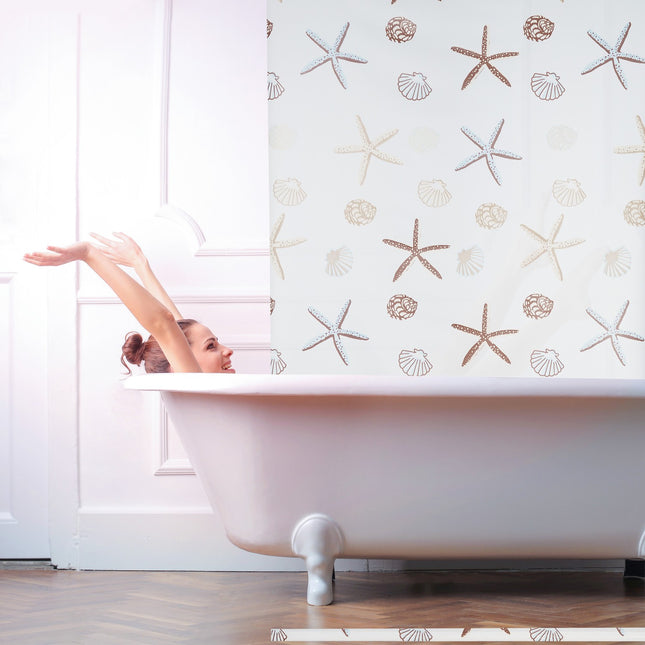 Shower Roller Blind, Ocean Print, Water-Repellent