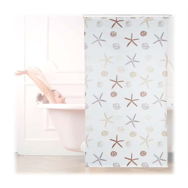 Shower Roller Blind, Ocean Print, Water-Repellent