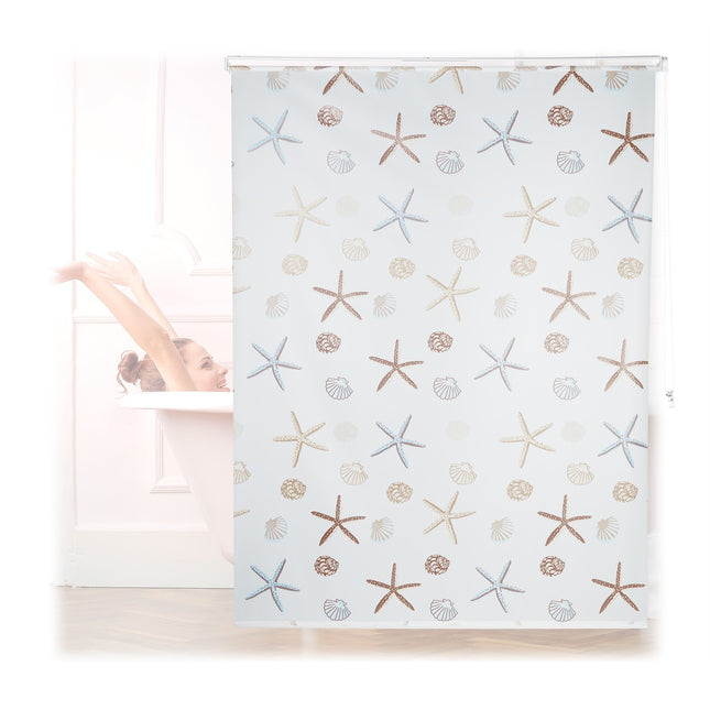 Shower Roller Blind, Ocean Print, Water-Repellent