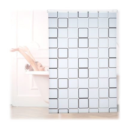 Shower Roller Blind, Water-Repellent, Retro Tile Design