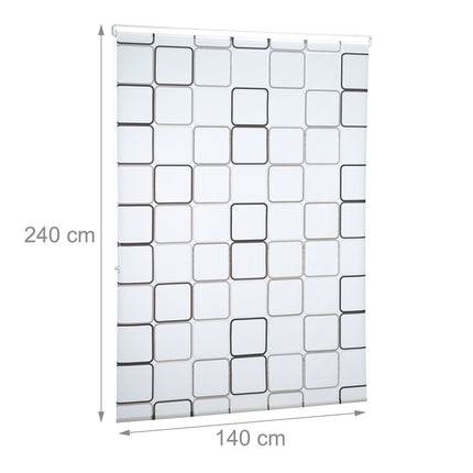 Shower Roller Blind, Water-Repellent, Retro Tile Design