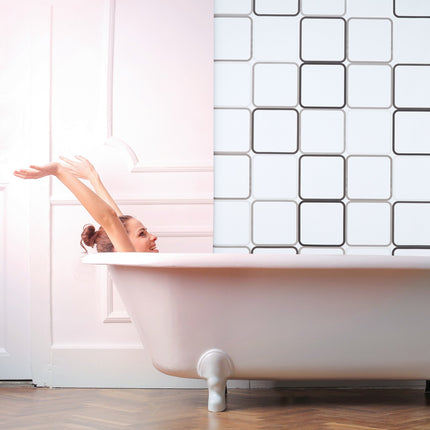 Shower Roller Blind, Water-Repellent, Retro Tile Design