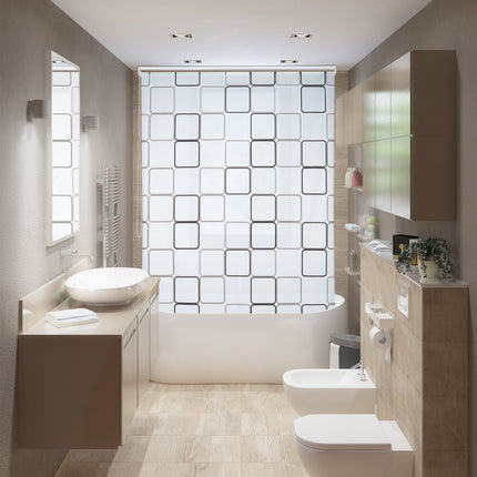 Shower Roller Blind, Water-Repellent, Retro Tile Design