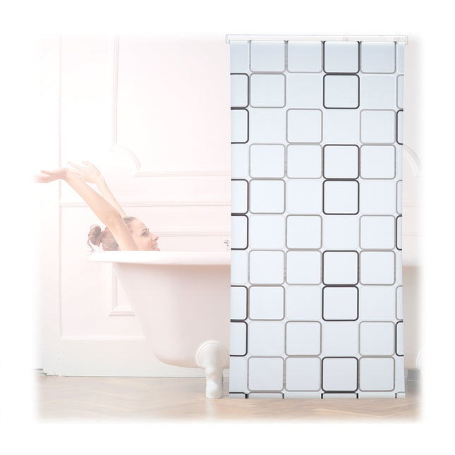 Shower Roller Blind, Water-Repellent, Retro Tile Design