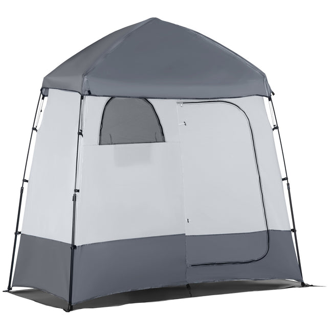 2 Person Shower Tent - Portable Privacy with 3 Doors, Gray