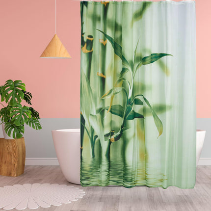 Shower curtain bamboo green