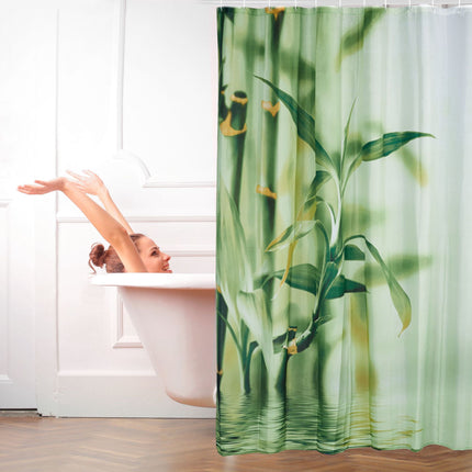 Shower curtain bamboo green