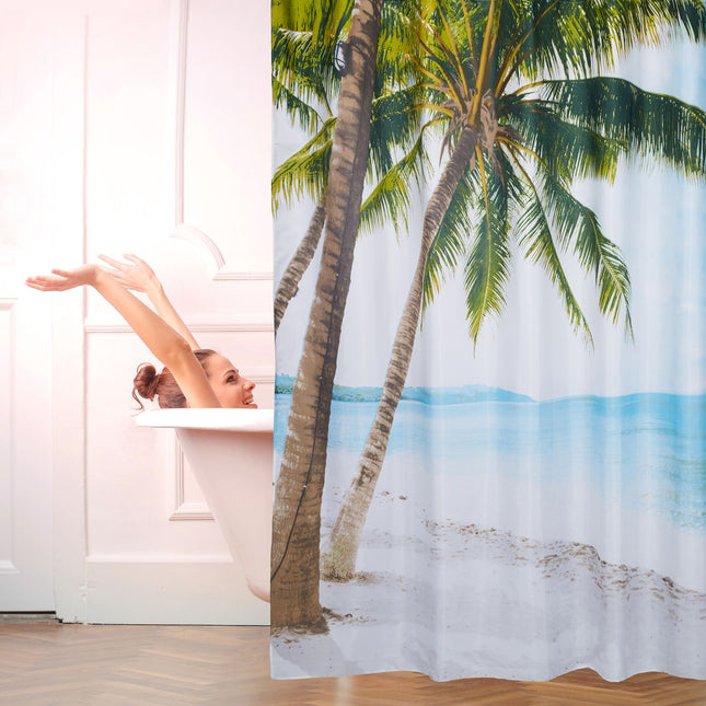 Douchegordijn strandmotief 180 x 180 cm