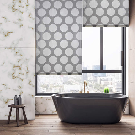 Shower curtain gray dots