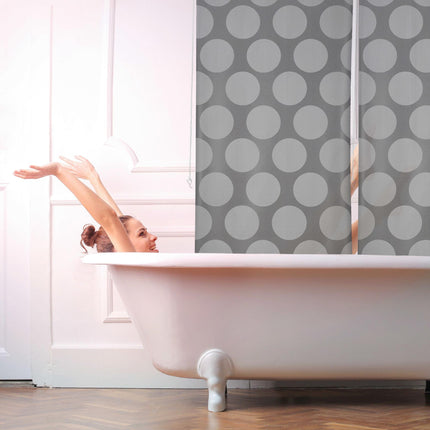 Shower curtain gray dots