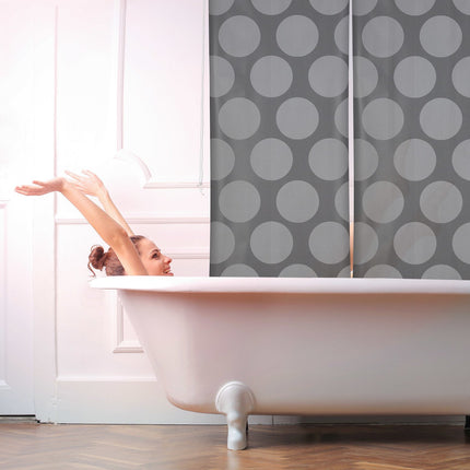 Shower curtain gray dots
