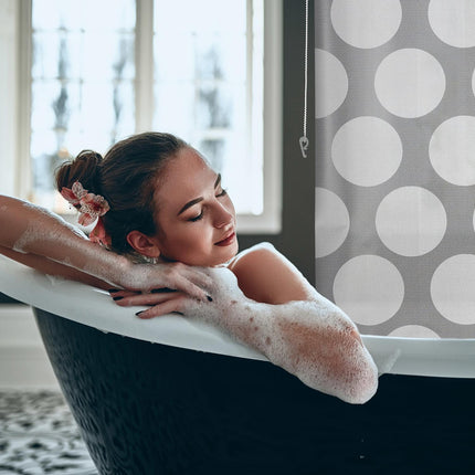 Shower curtain gray dots