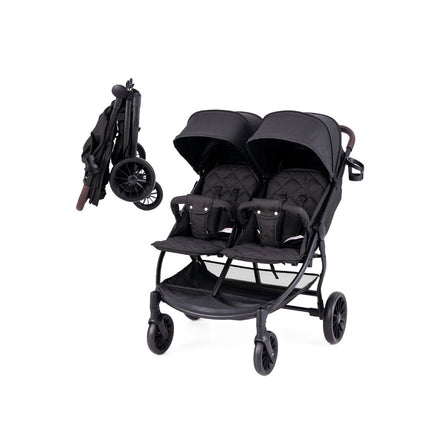 Sibling stroller foldable twin stroller with adjustable backrest portable twin buggy dark gray